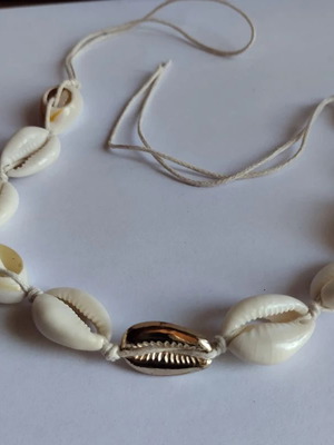 Shell anklet with gold shell center, adjustable length