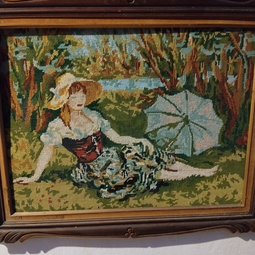 Embroidered vintage textile painting 74×59 used
