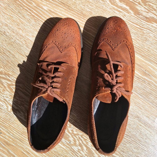 Men's leather suede shoes used, brown, size 46