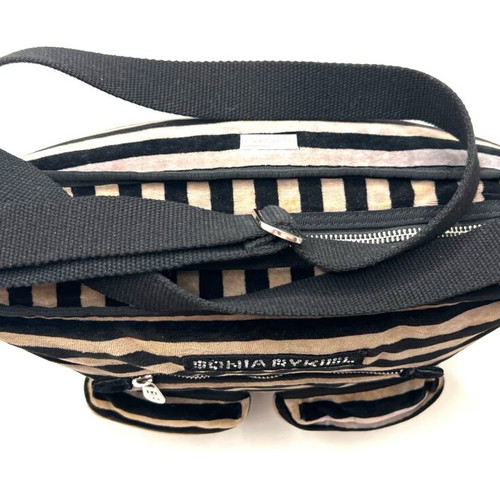 Sonia Rykiel striped crossbody bag used, black and beige fabric