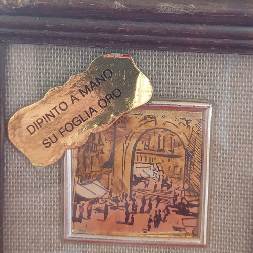 Handmade painting on gold leaf with certificate like new