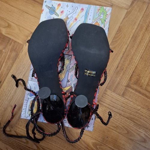 Jeffrey Campbell sandals new with black stones and leopard insole size 41