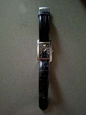 Emporio Armani men's watch AR0143 like new, black leather strap