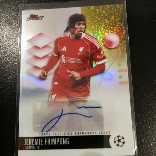 Jeremie Frimpong BA-JF Topps Finest UEFA Club Competitions 2025/26 certified autograph card Liverpool FC