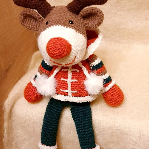 Amigurumi Reindeer Doll Handcrafted Knitted New