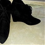  Γυναικεία παπούτσια δερμάτινα /καστόρινα/  μποτάκια με κορδόνια 38, μαύρα