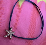 Blue cord bracelet with starfish and sparkling stones