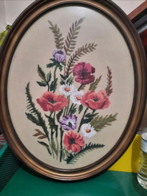 Vintage embroidery framed artwork like new
