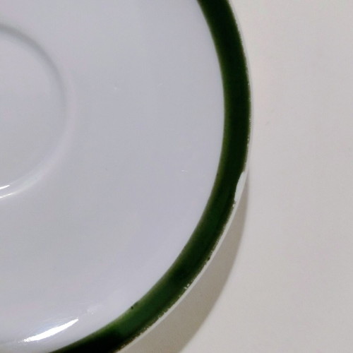 Vintage Ionia Porcelain Saucer with Green Stripe used