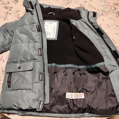 M&S Collection Parka with Hood 5-6 Years Like New, Grey Silver