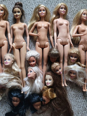 Barbie Millie 6, Barbie Angelina Jolie OOAK, clone and 16 used heads, lot