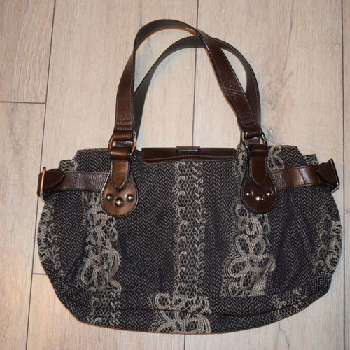 Longchamp Idole fabric and leather vintage handbag like new, brown