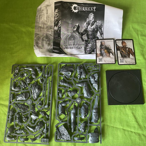 Conquest Promethean/Hephaestean City States miniatures like new with base and cards without box