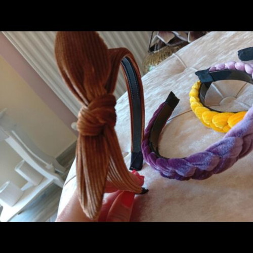 Headbands new, purple and yellow, set of 4