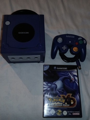 Nintendo GameCube console used with controller, power supply and Gale of Darkness German