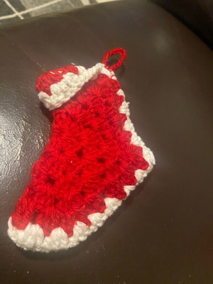Christmas stocking ornament new, handmade crochet