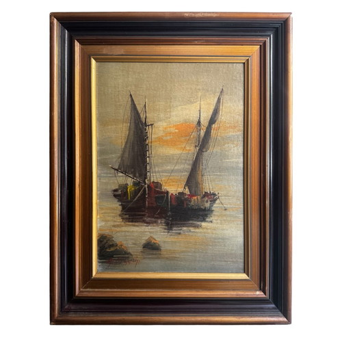 Alekos Dialetis Oil Painting on Hardboard Like New 57x70cm