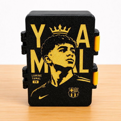 World Cup Player Card Storage Box, 3D Printed, Black and Gold