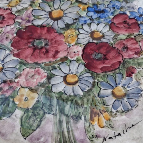 Πιατέλα vintage floral κεραμική τοίχου σαν καινούργιο, χειροποίητο μπουκέτο