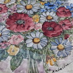 Πιατέλα vintage floral κεραμική τοίχου σαν καινούργιο, χειροποίητο μπουκέτο