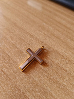 Jewelry cross silver with gold plating like new, stainless steel
