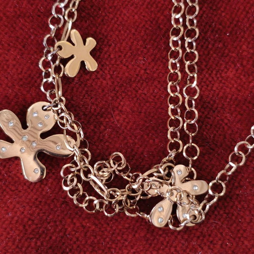 Folli Follie jewelry set rose gold with flower motifs and crystals like new