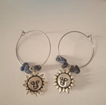 Sun hoop earrings with purple stones