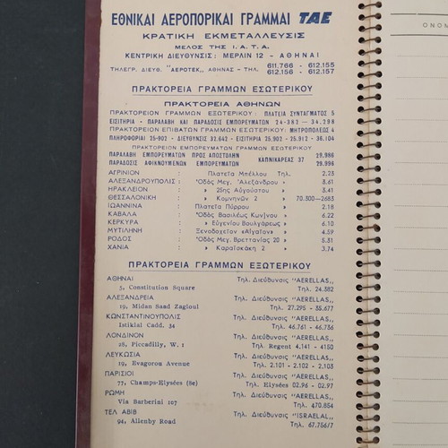 TAE National Airlines promotional agenda 1950s