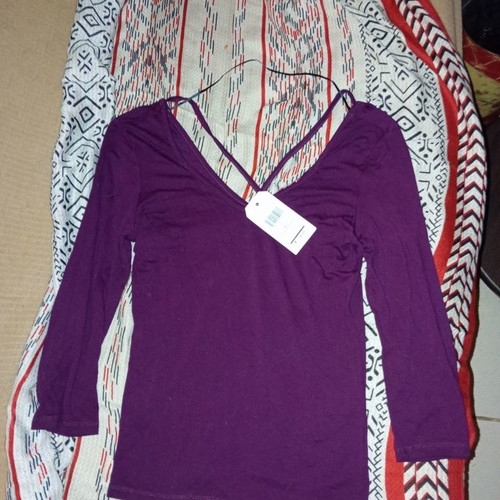 Pink Woman purple elastic blouse new, size L