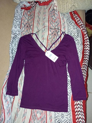 Pink Woman purple elastic blouse new, size L