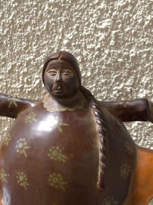 Ceramic vase with Peruvian dancer used, handmade