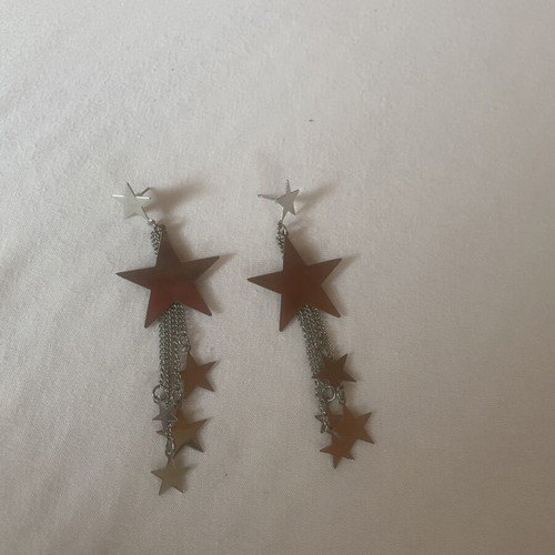 Star earrings, silver color