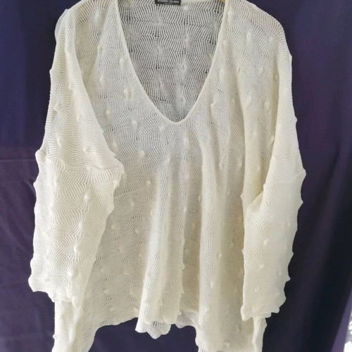 Rossana Orlandi Linen Blouse like new, beige, one size