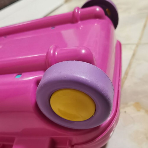 Children's plastic toy suitcase with wheels and unicorn picture used