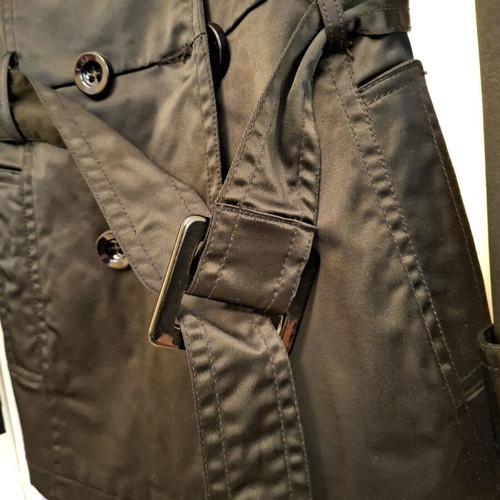 B. STYLE satin trench coat large black like new