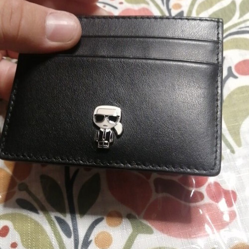Karl Lagerfeld leather card holder, black