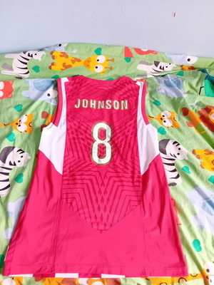 Olympiacos basketball jersey Nike used with Eddie Johnson print