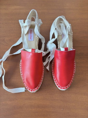 Silvio Rossi Red Leather Espadrilles New, Size 39