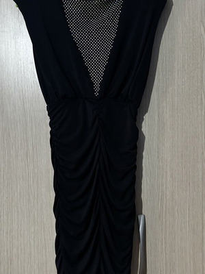 Mini dress with rhinestones on V neckline like new, black, size S/M