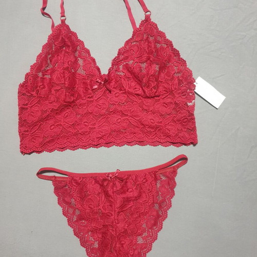 Bralette and bottom set Prestige new, burgundy lace L/XL