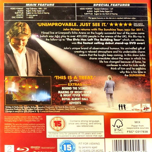 Blu-ray John Bishop Live: The Sunshine Tour used, English subtitles