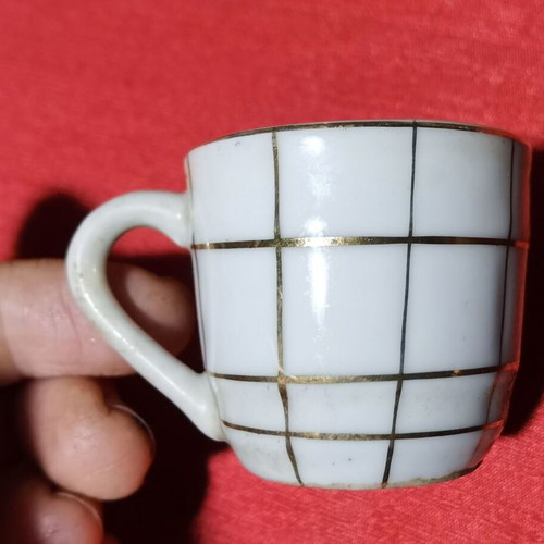 Set of cups and jug for mulled rakia used, 16 pieces
