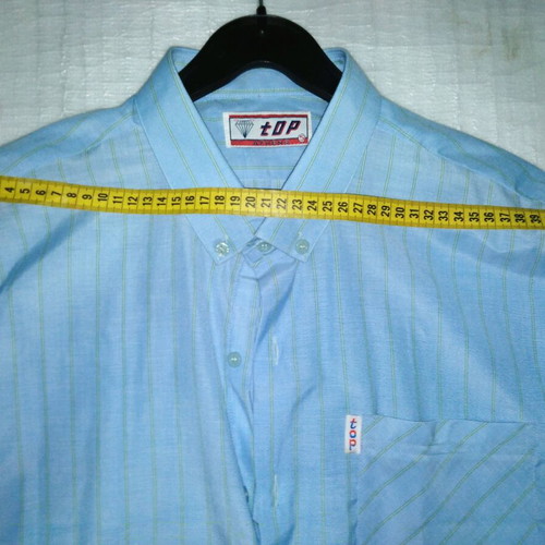 Men's striped shirt like new, blue with yellow stripes