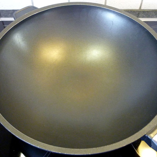 Wok nonstick pan with glass lid like new 33.5 cm
