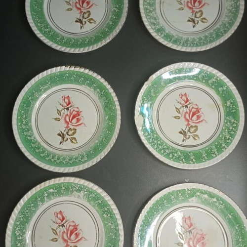 Vintage set of 6 plates 1950s-60s Japanese earthenware used