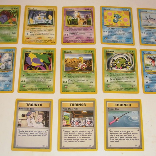 Pokemon cards used, pack of 13 from Neo Genesis set