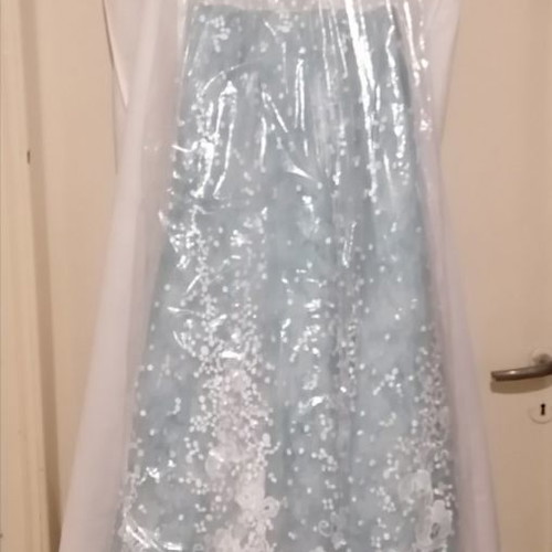 Demetris by Dawood wedding dress used, handmade lace and tulle blue
