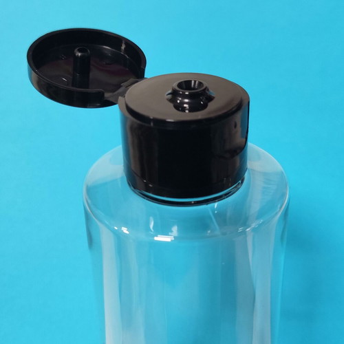SET OF 3 Plastic PET bottle transparent suitable for creams, body lotion 200 ML - With black cap