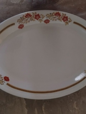 Candia vintage μεγάλη οβάλ πιατέλα πορσελάνης με λουλούδια, 37 εκ.