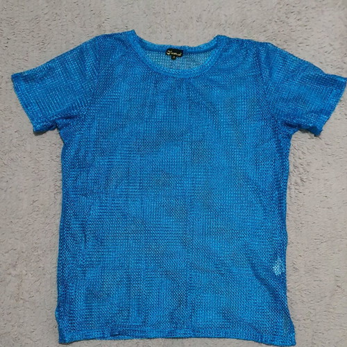 Transparent knitted blouse blue, size 38, like new